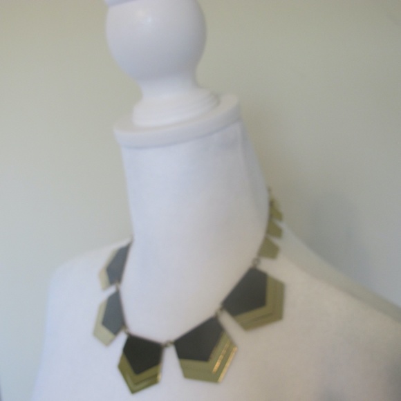 Express Women's Necklace Geometric Gold & Black GUC - Picture 2 of 4